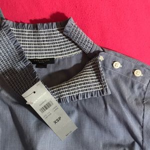 Ann Taylor NWT Blouson Tie Work Blouse High Collar